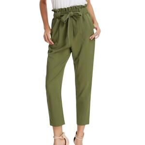Grace Karin Womens Army Green Cropped Tie Waist Pull-On Pants Size Medium